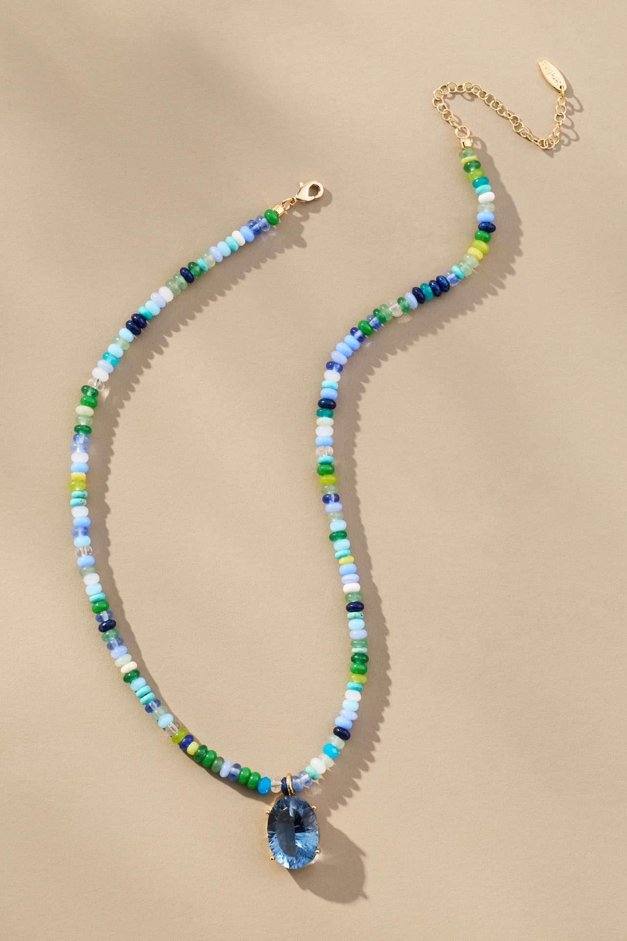 Colorful Beaded Stone Pendant Necklace