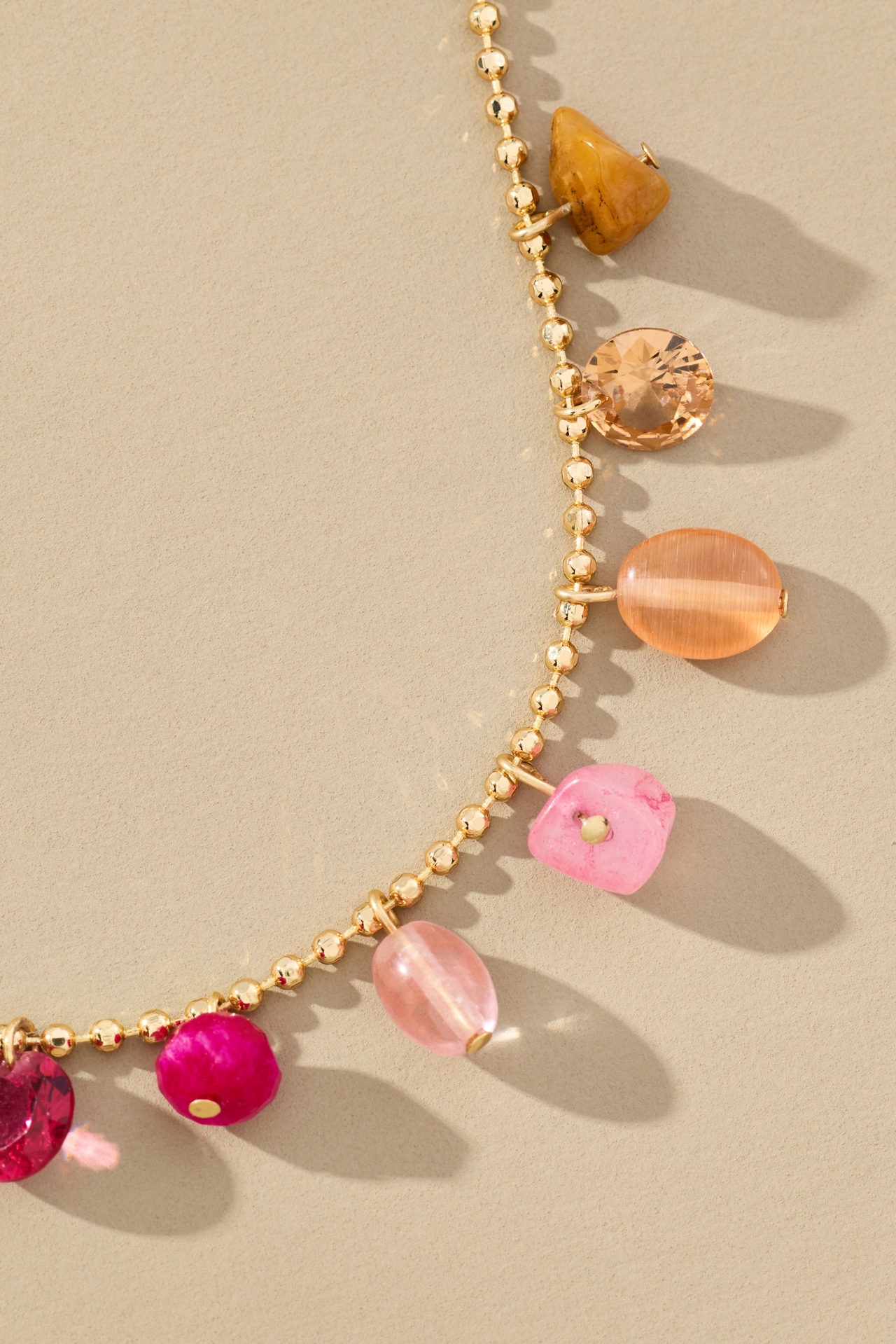 Beaded Multi Stone Charm Necklace