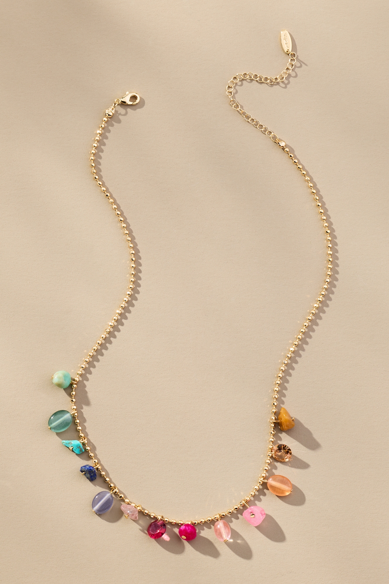 Beaded Multi Stone Charm Necklace