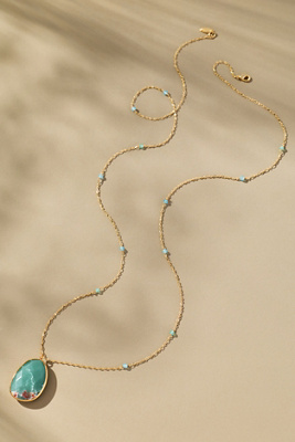 By Anthropologie Stone Pendant Necklace In Blue