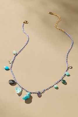 Multi Colorful Stone Pearl Necklace