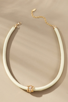 By Anthropologie Single Bead Fabric Cord Necklace In Sand