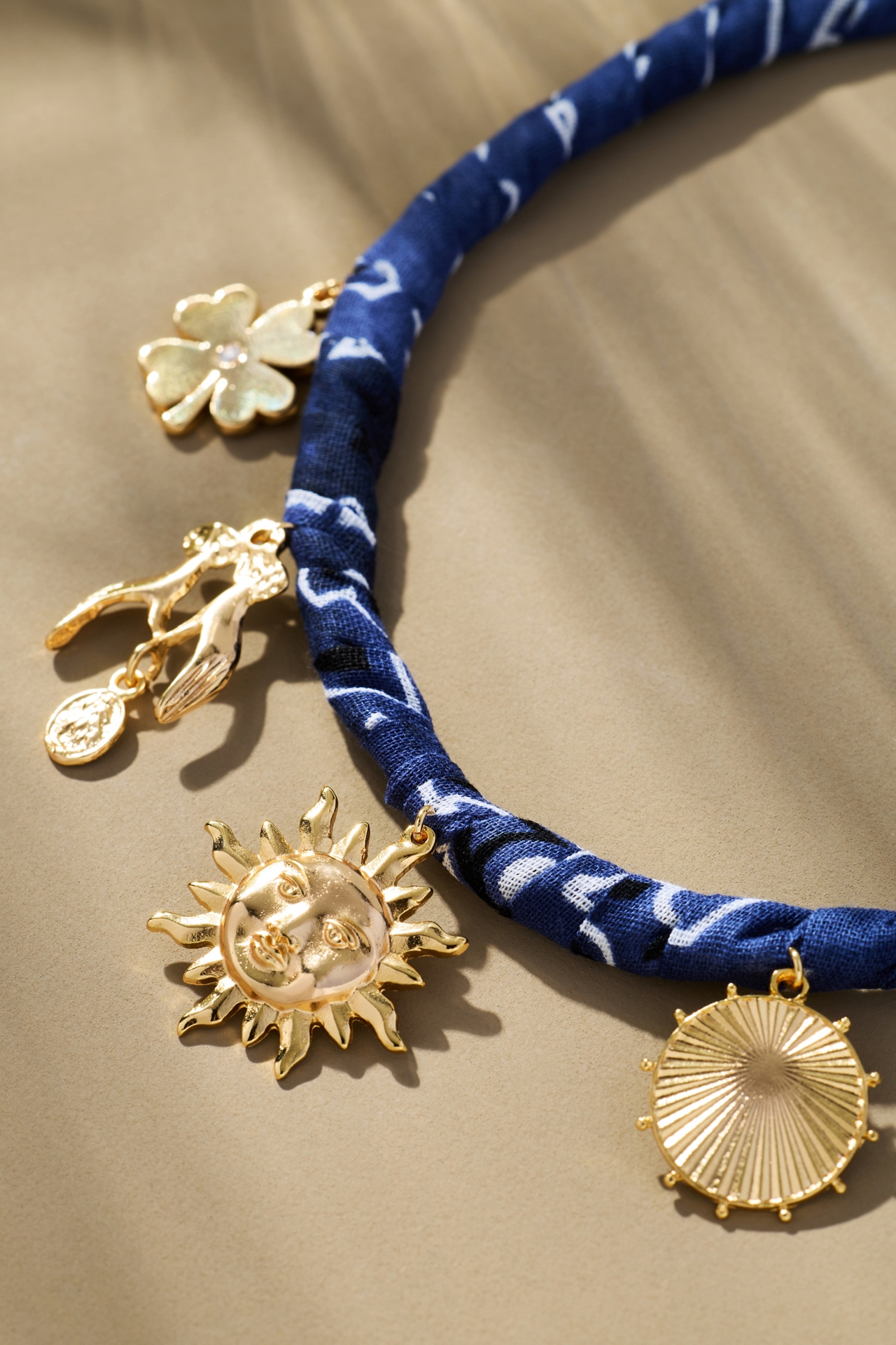 Fabric Multi Charm Necklace