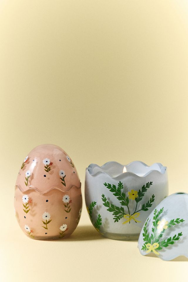 Easter Egg Floral Peony Blush Glass Candle #1