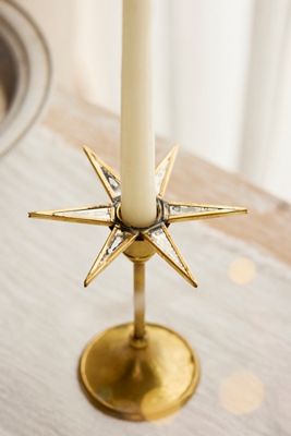 Antique Mirrored Star Candle Cuffs, Set of 2