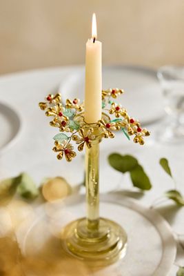 Beaded Floral Candle Wreaths, Set of 2