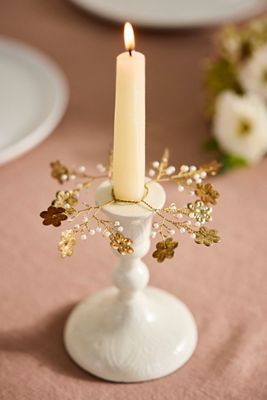 Metallic Floral Candle Wreaths, Set of 2