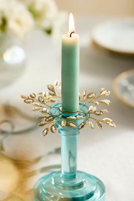 Pearl Foliage Candle Wreaths, Set of 2