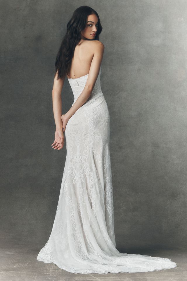 Watters Justine Strapless Lace Wedding Gown #1