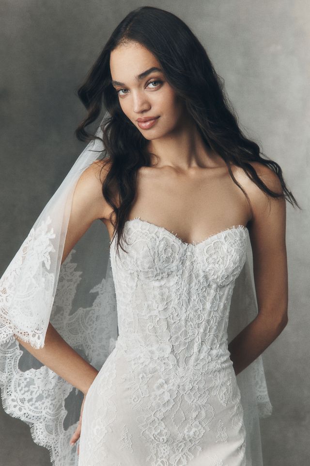 Watters Justine Strapless Lace Wedding Gown #2