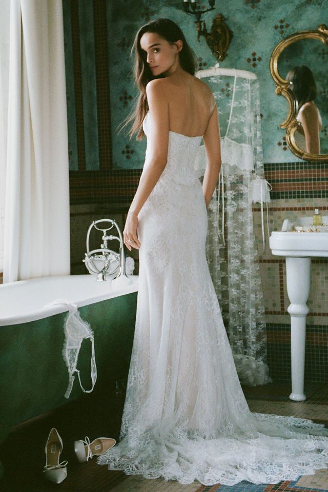 Watters Justine Strapless Lace Wedding Gown #1