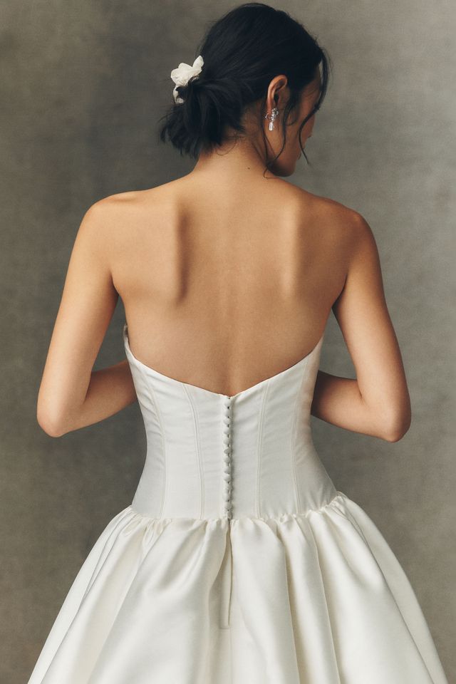 Watters Emmaretta Strapless Drop-Waist Ball-Skirt Wedding Gown #4