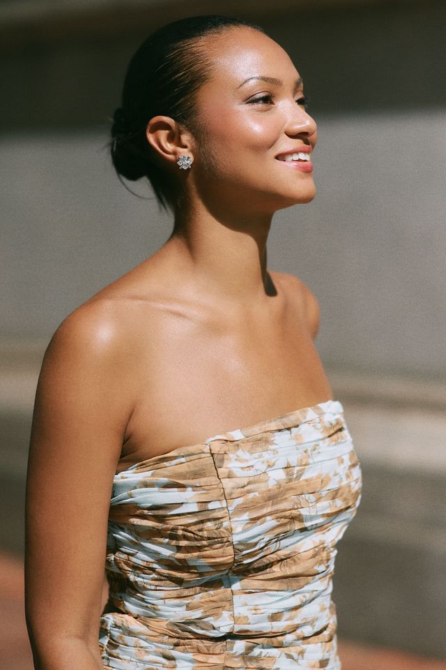 BHLDN Strapless Ruched Chiffon A-Line Maxi Dress #2