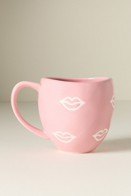Anthropologie Vida Icon Stoneware Mug: Valentine's Day Edition In Pink