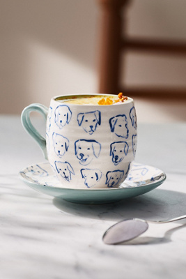 Leah Reena Goren Stoneware Espresso Cup & Saucer