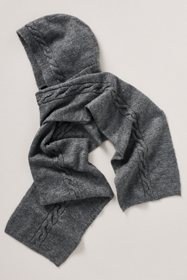 By Anthropologie Cable-knit Hood Scarf In Gray
