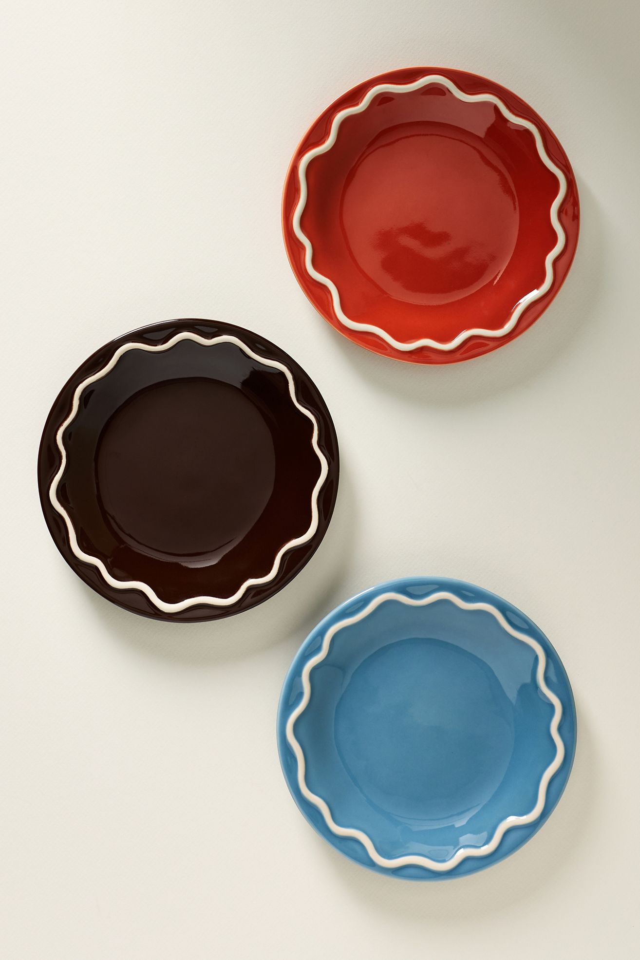 Lucie Portuguese Stoneware Dessert Plates, Set of 4 - Chocolate, Set Of 4
