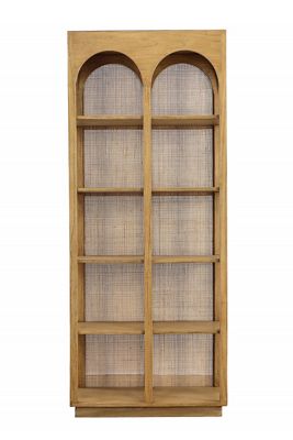 Leonardo Wood and Rattan Bookcase
