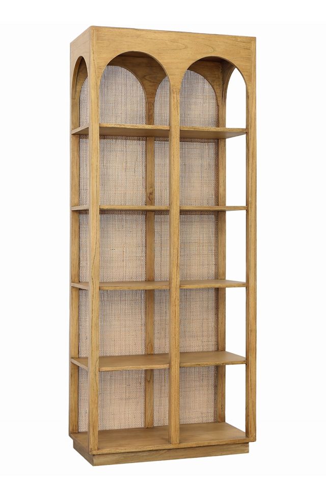 Leonardo Wood and Rattan Bookcase #1