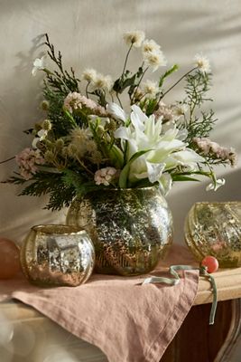 Swirl Mercury Glass Bud Vase