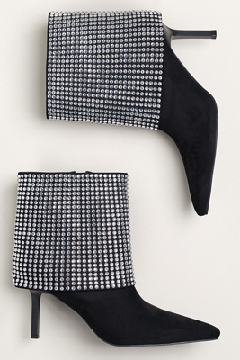 Billini Vanya Crystal Foldover Ankle Boots In Black