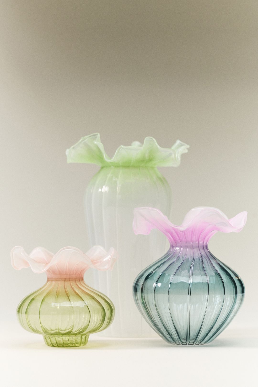 Lucy Ruffle Glass Vase - White, Standard, Assorted