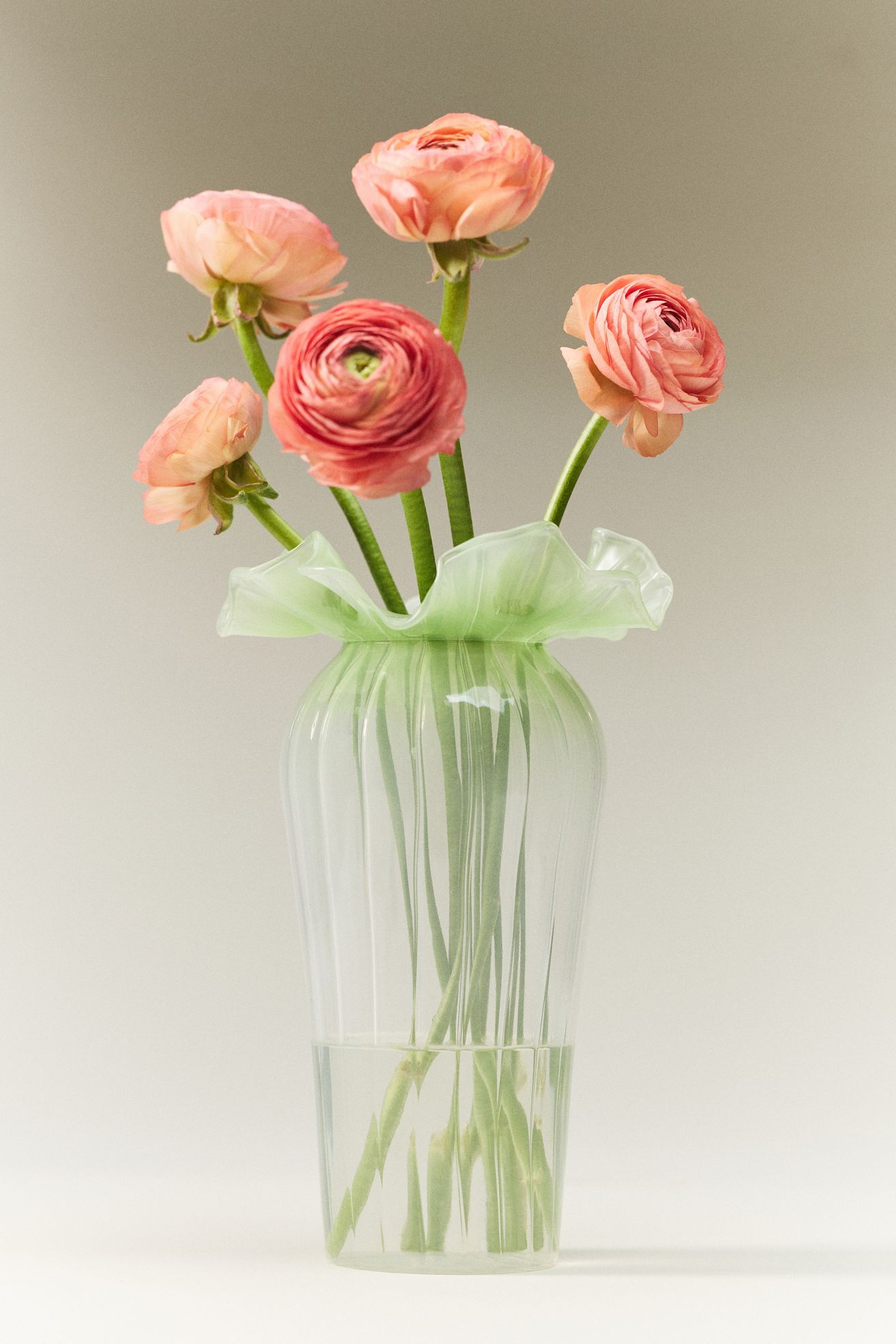 Lucy Ruffle Glass Vase - White - Xtall, Assorted