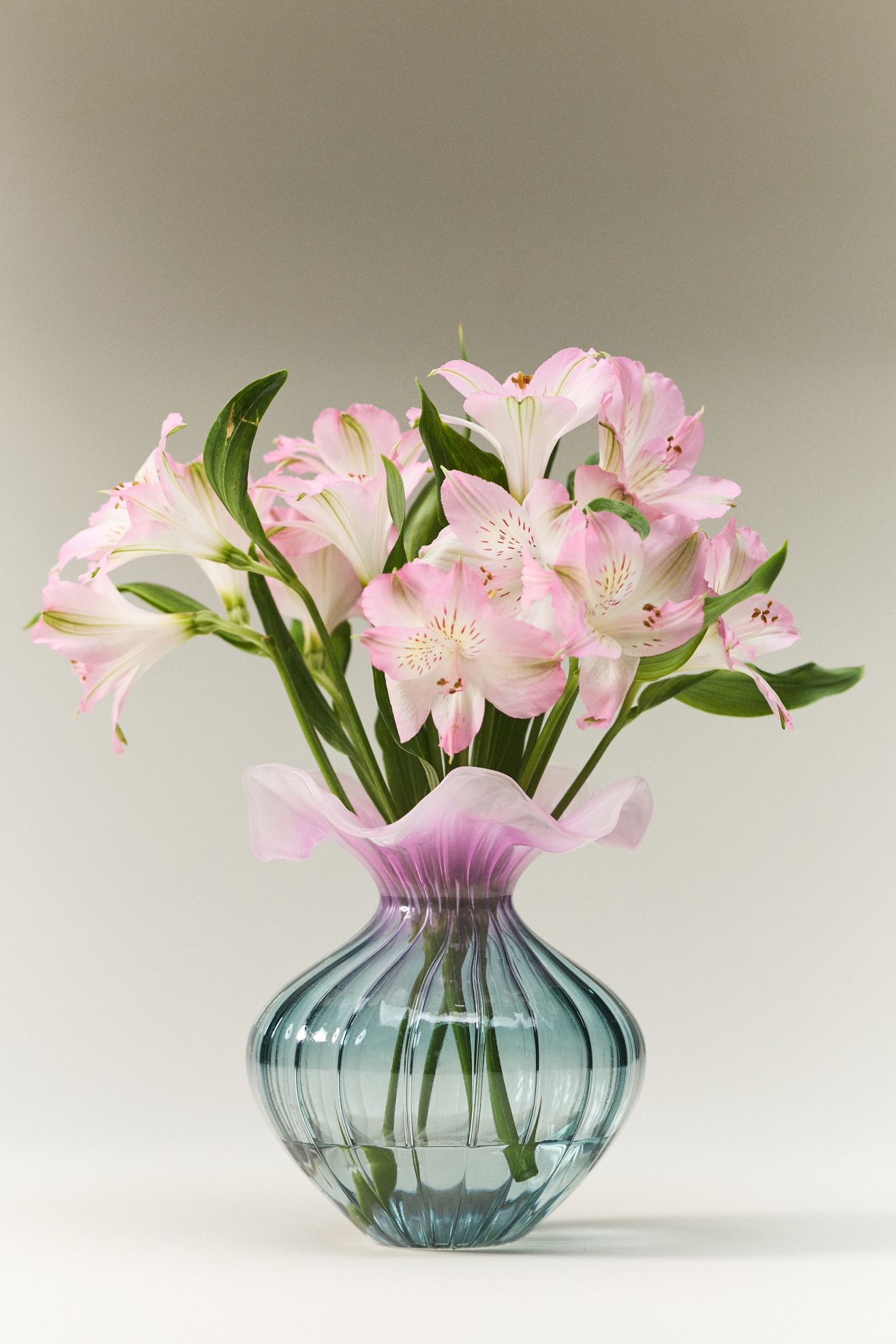 Lucy Ruffle Glass Vase - Blue/Pink, Standard, Assorted