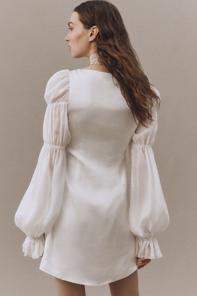 BHLDN Chiffon-Sleeve Satin Mini Dress #1