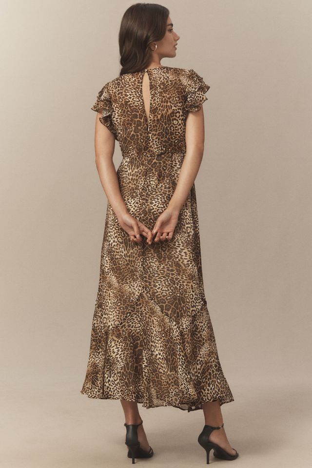BHLDN Flutter-Sleeve Plunge Maxi Dress #1