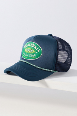By Anthropologie Fall Patch Trucker Hat In Blue