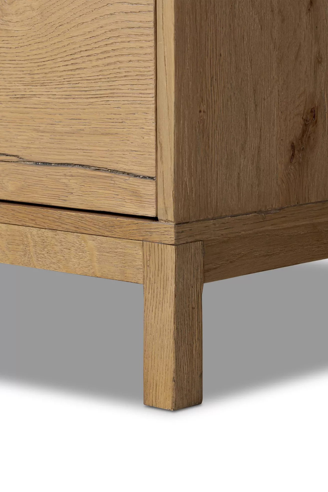 Corner and leg joint showing wood grain