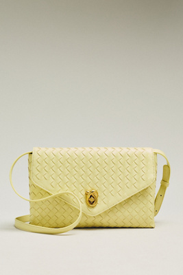 By Anthropologie Foldover Woven Clutch In Yellow
