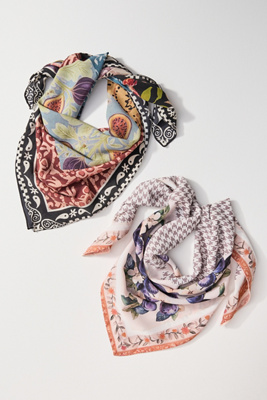 By Anthropologie Fall Fruits Hair Scarves, Set Of 2 In Multi