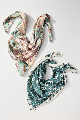Maeve Printed Hair Scarves, Set Of 2 In Green