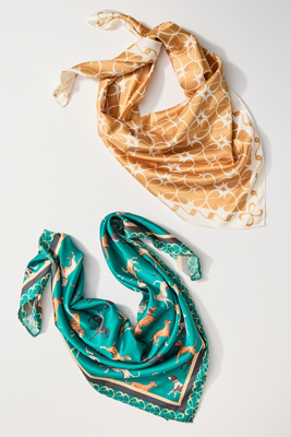 Maeve Printed Hair Scarves, Set Of 2 In Yellow