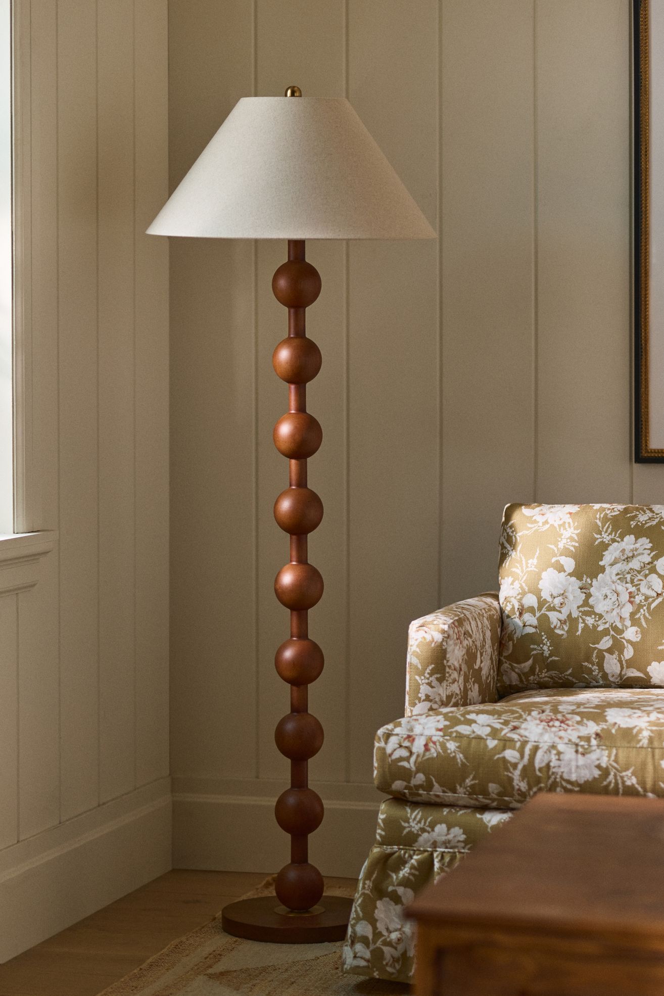 Brown Raffia Bauble Floor Lamp - Brown/Natural, One Size