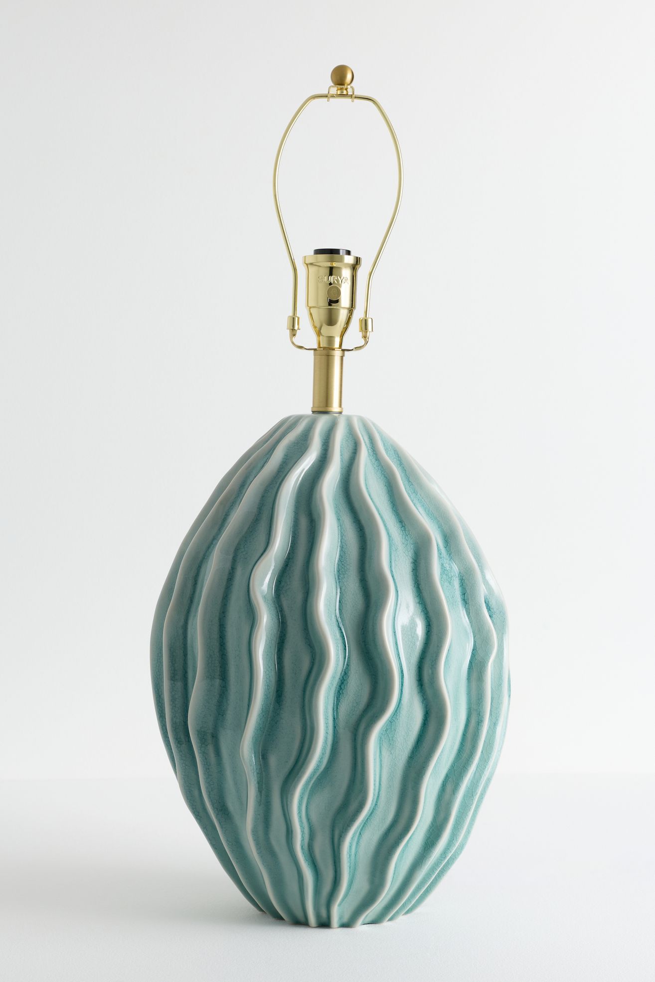 Green Twisted Ceramic Lamp Base - Green, One Size
