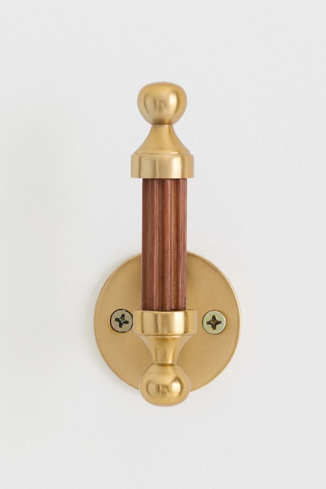 Farro Ribbed Wood and Brass Hook #2