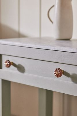 Farro Ribbed Wood and Brass Knobs, Set of 2