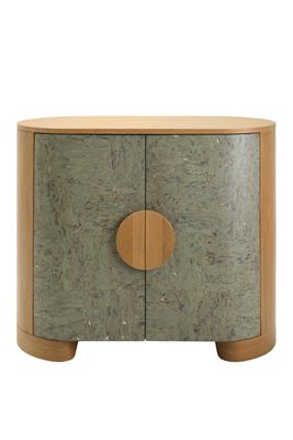 Poros Curved Wood & Cork Cabinet