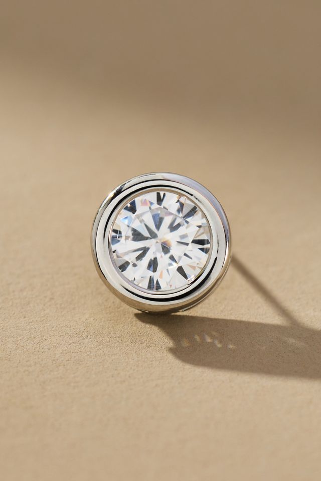 Bezel Crystal Stud Earrings #1
