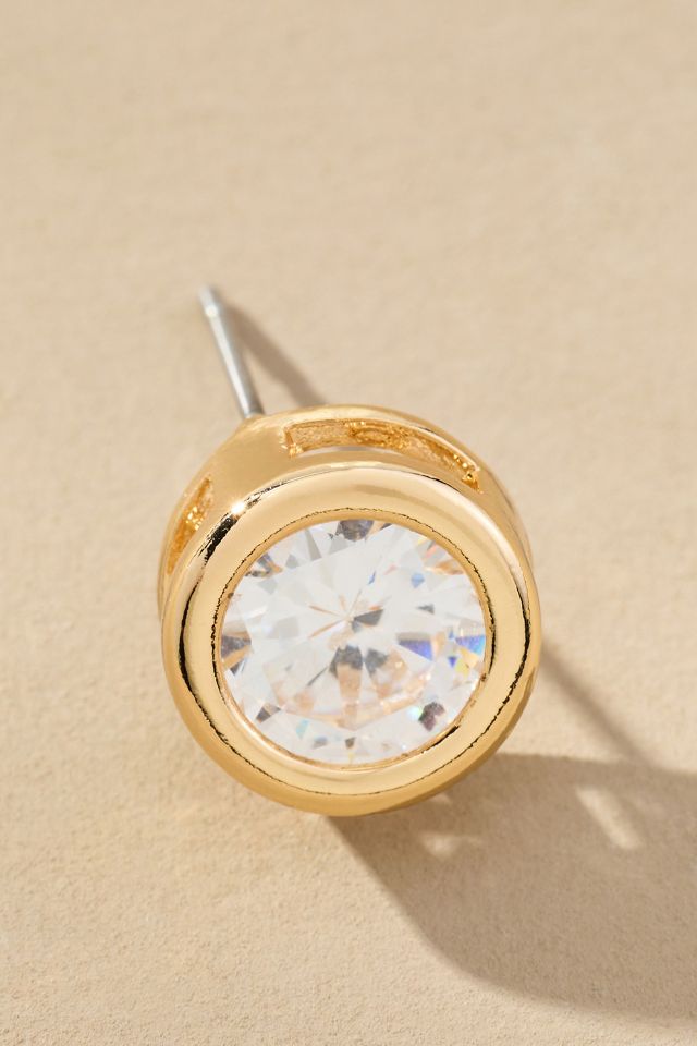 Bezel Crystal Stud Earrings #1