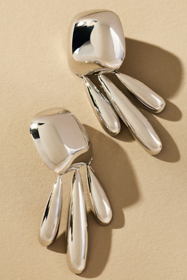 By Anthropologie Drippy Geometric Earrings In Silver