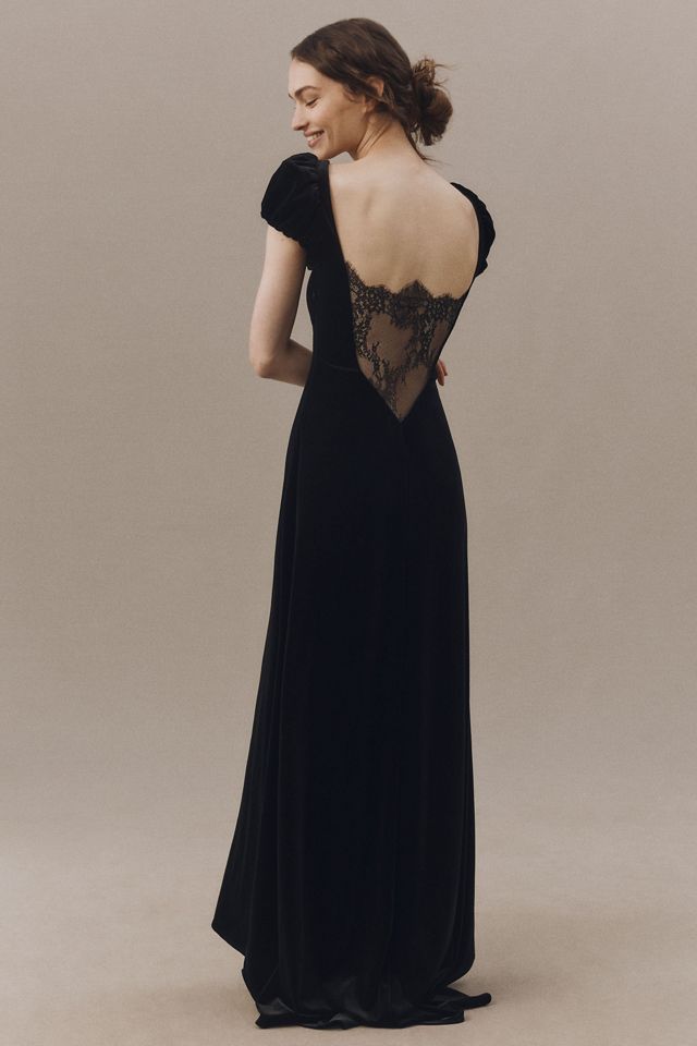 BHLDN Sweetheart Puff-Sleeve Lace-Back Maxi Dress #1