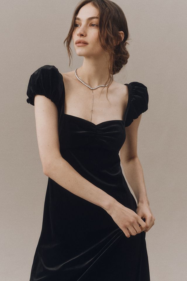 BHLDN Sweetheart Puff-Sleeve Lace-Back Maxi Dress #4