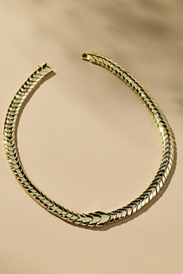 Melinda Maria Serpent Herringbone Collar Necklace In Gold