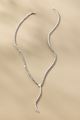 Melinda Maria Serpent Lariat Necklace In Metallic