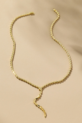 Melinda Maria Serpent Lariat Necklace In Gold