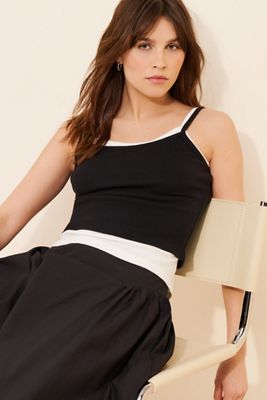 Pilcro Double-Layer Scoop-Neck Crop Tank